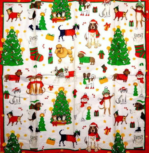 HUN-879 Hunde - 4-lagig - Caspari - Taschentuch